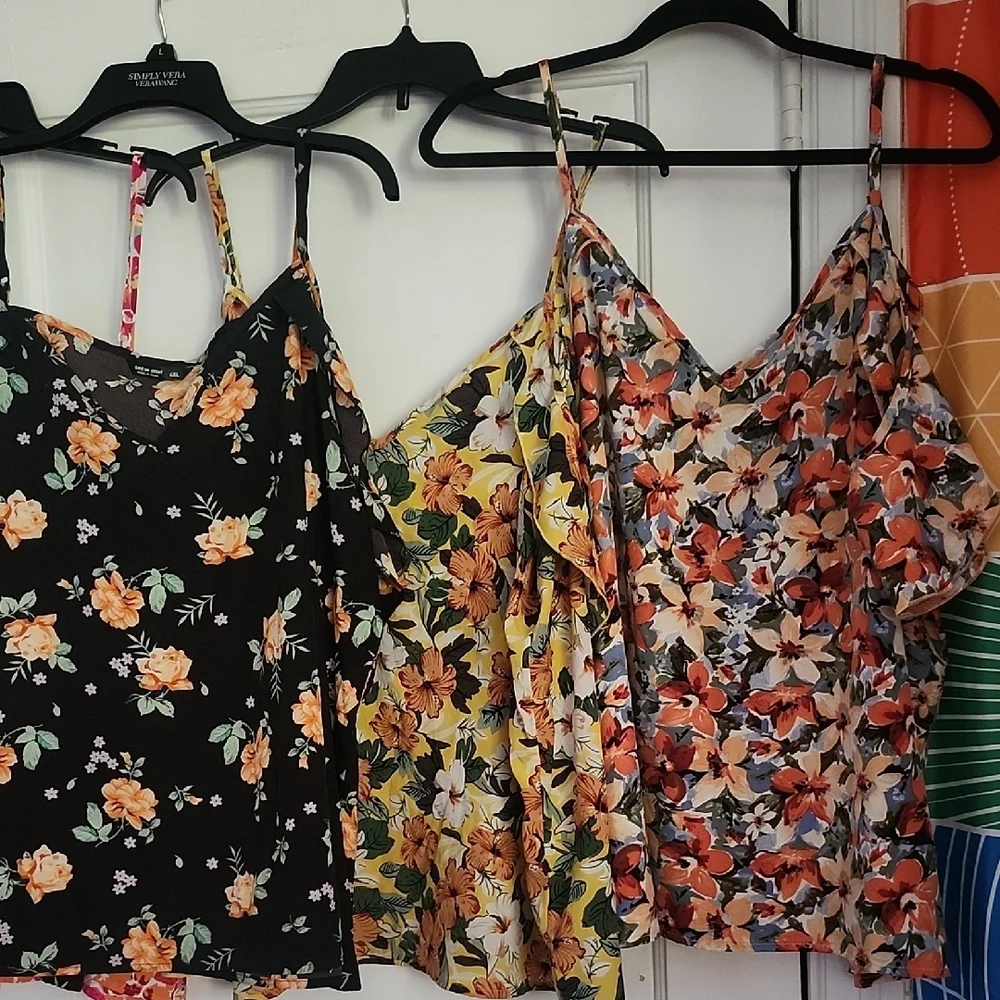SHEIN Curve floral spaghetti strap tops with cold shoulder tops- 3 Available - Picture 2 of 13